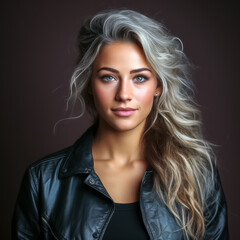 Fototapeta premium Gesicht einer hübschen blonden Frau, Generative AI