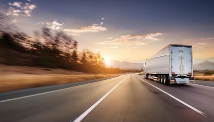 American truck speeding freeway, blurred motion 