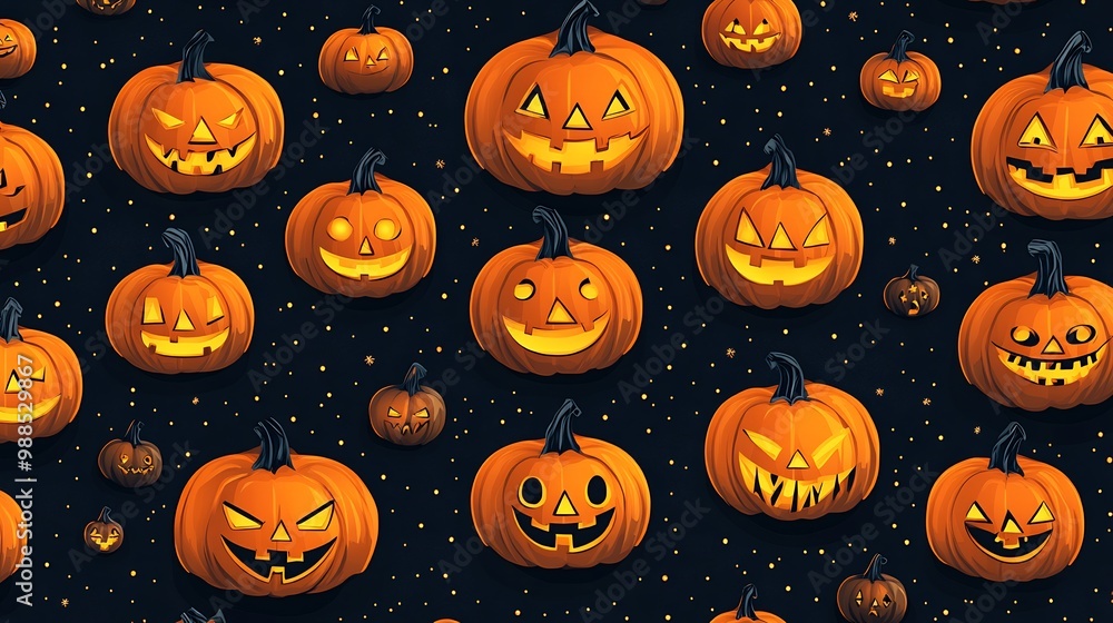 Aufkleber minimalistic halloween vector background repeating pumpkin pattern clean lines and simple shapes in 