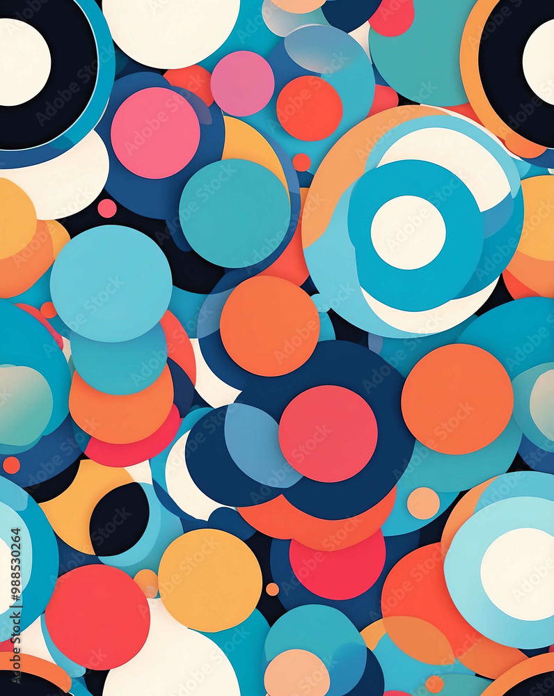 Poster monochromatic circles in varying sizes seamless design pattern wallpaper