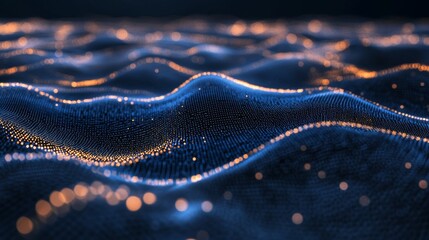 Abstract Glowing Particles on Blue Background: Digital Art