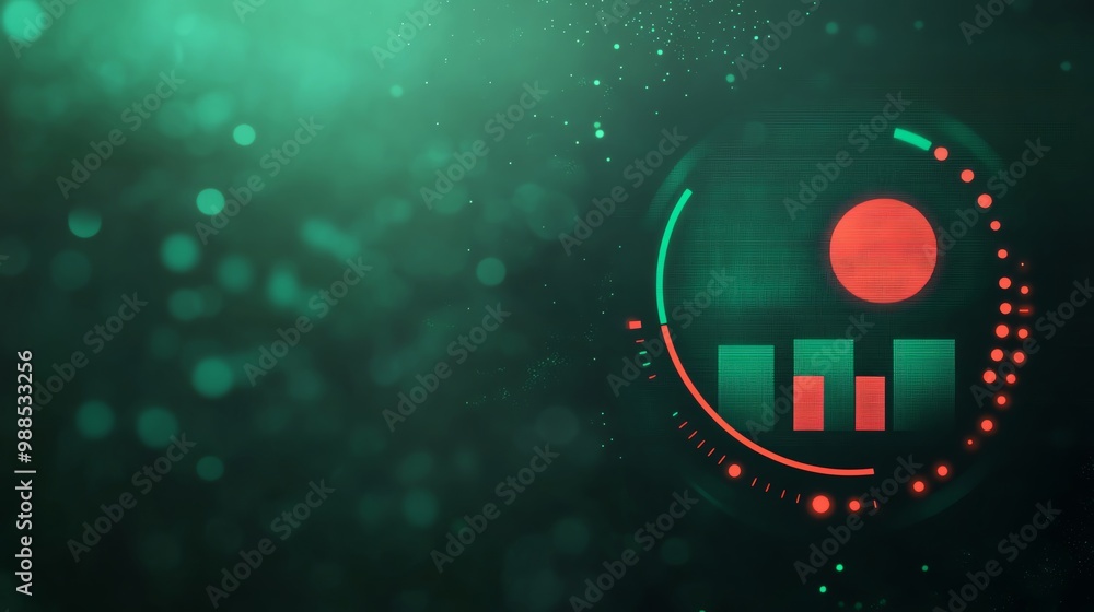 Aufkleber abstract digital design featuring vibrant patterns and glowing circular shapes in shades of green an