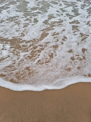 
It's a beach with waves crashing in