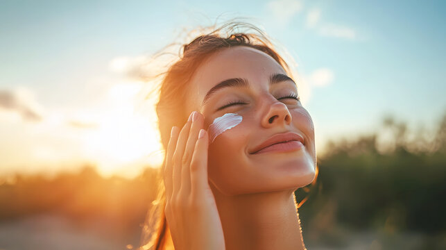 Applying Sunscreen Outdoors for Sun Protection