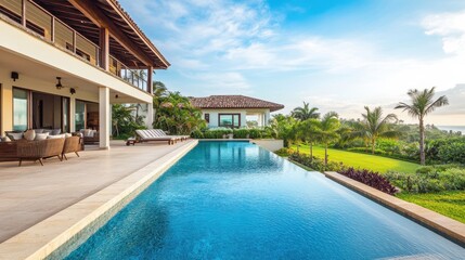 Fototapeta premium Tropical Villa with Stunning Pool and Scenic Views