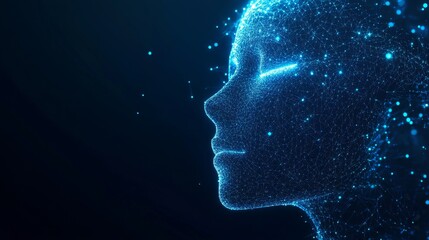 Obraz premium Abstract Digital Portrait of a Human Face with Glowing Lines