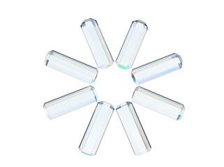 Circular glass rods arranged in star pattern isolated on transparent, png