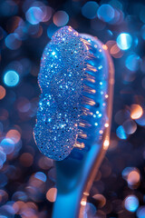 Toothbrush on glittering tooth paste close up generated.AI