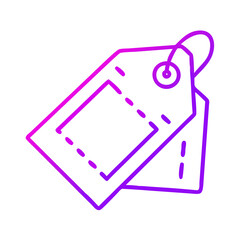 A purple tag with a white background. The tag is a symbol of a discount or a sale