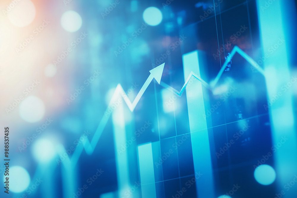 Poster abstract financial graph with uptrend arrow lines