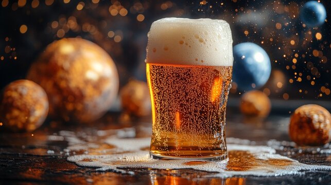 A close up of a frothy beer being poured into a glass evoking a sense of adventure and enjoyment in the universe
