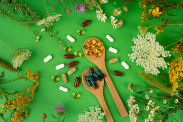 Herbal Pills, Nature Medicine Supplements, Plant Capsules, Vitamin Mineral Medicine, Healthy Drugs,