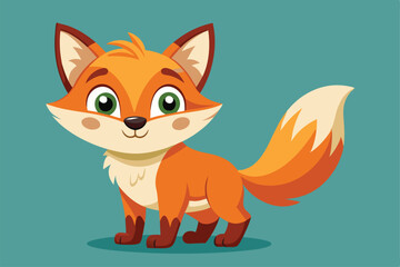 Fototapeta premium A cheerful fox character stands with a smile, showcasing its vibrant orange fur and playful demeanor, a cartoon character A charming fox