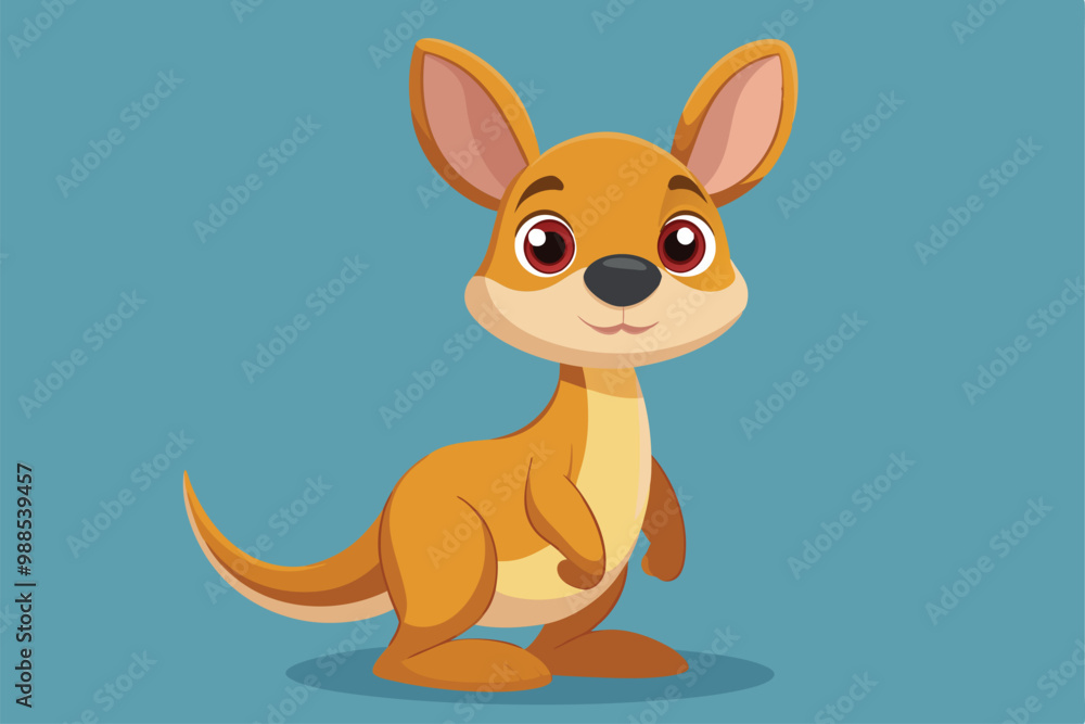 Canvas Prints A cute kangaroo character poses cheerfully, exuding charm and playful energy, a cartoon character Adorable kangaroo