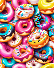 Classic donuts with colorful glazes seamless design pattern wallpaper