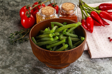 Vegan cuisine - boiled green bean