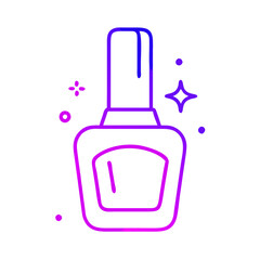 A purple and blue nail polish bottle with a purple top. The bottle is shown in a stylized way, with a purple background and a white background