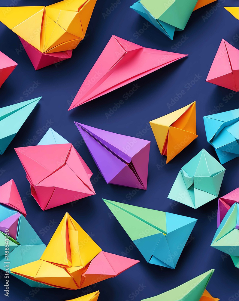 Poster japanese origami patterns with soft lines seamless design pattern