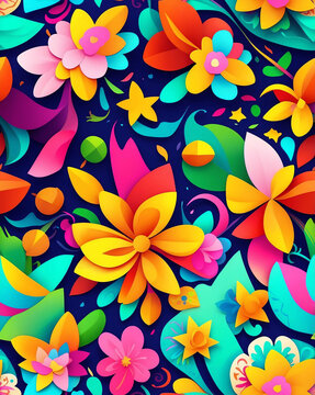 Mexican papel picado with festive themes seamless design pattern wallpaper