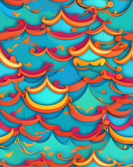 Thai temple roofs with ornate details seamless design pattern wallpaper