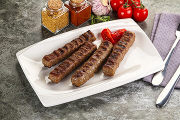 Grilled beef kebab minced meat