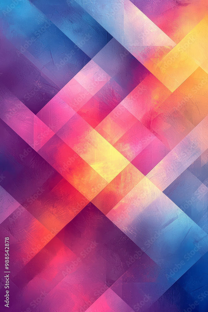 Poster a geometric pattern of intersecting lines in soft gradient hues,