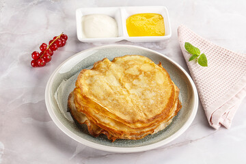 Sweet homemade thick baked pancakes