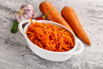 Korean carrot salad in the bowl