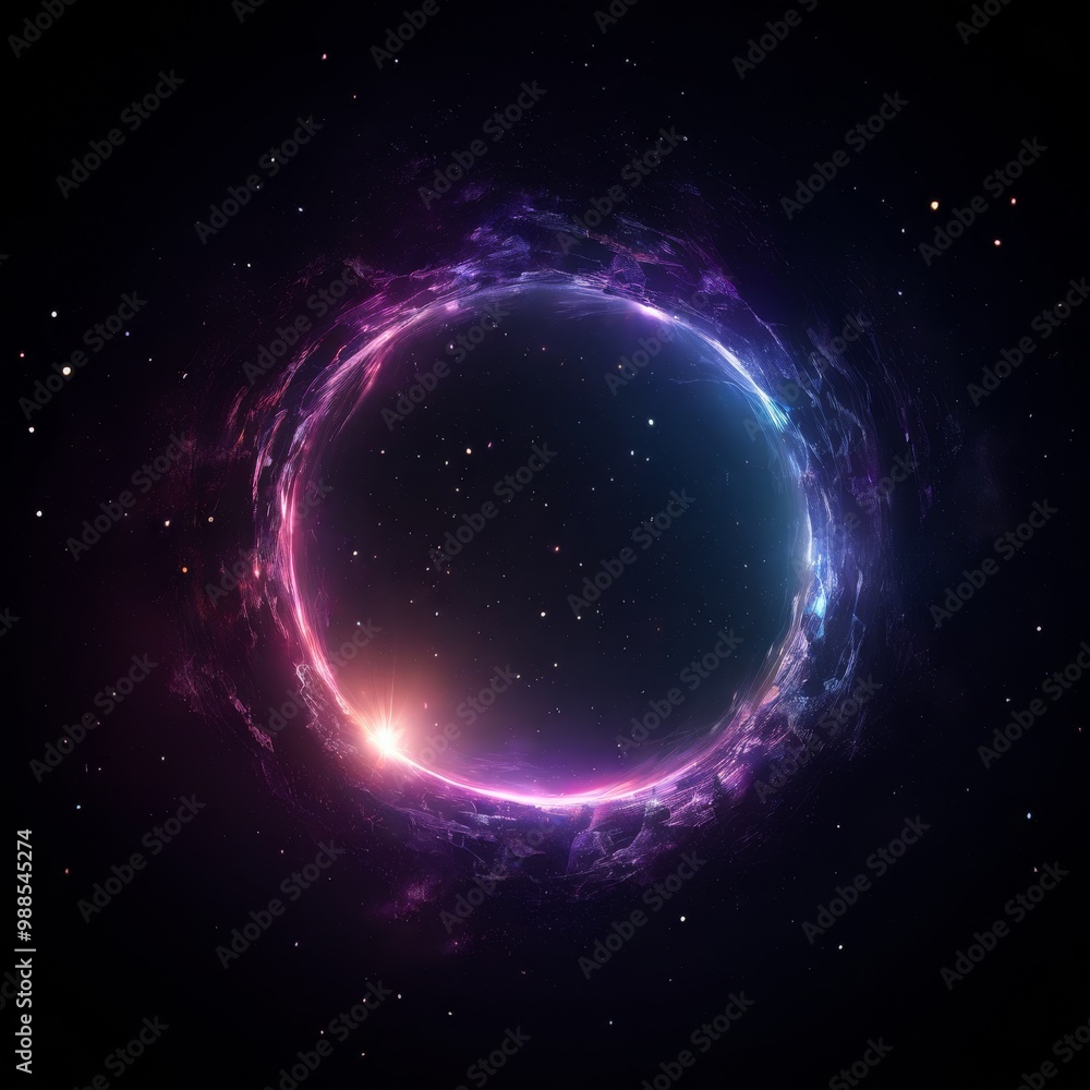 Poster a dark and mysterious cosmic void is highlighted by a glowing, circular ring of light. the serene an