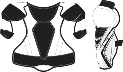 Hockey Chest Plate and chin guard Protective Equipment Technical Illustration