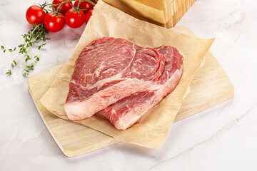 Uncooked raw beef steak for grill