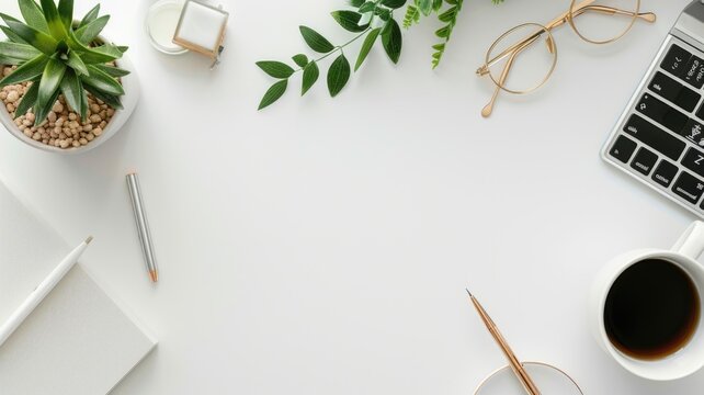 National Nothing Day, Minimalist Workspace with Coffee and Plants