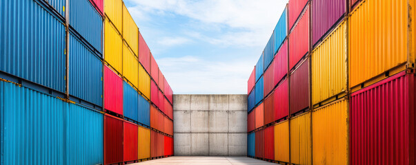 Fototapeta premium A high wall symbolizing trade barriers between two countries