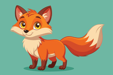 Obraz premium A cheerful fox character poses happily with a fluffy tail and bright eyes, a cartoon character Charming fox
