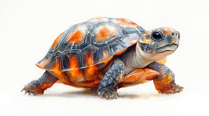 Fototapeta premium Beautifully detailed illustration of a turtle showcasing vibrant colors, perfect for nature lovers and educational use.