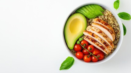 Healthy Bowl with Chicken, Avocado, and Quinoa