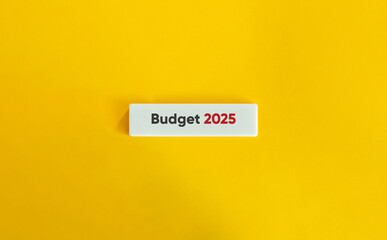 Budget 2025. Letter Tiles on Yellow Background. Minimal Aesthetic.