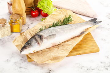 Raw seabass fish for cooking
