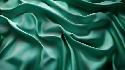 Obraz premium Close-up of soft, flowing green fabric with deep folds and shadows.