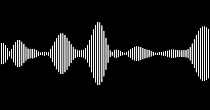 Audio waveform, sound equalizer. Moving seamlessly audio signal on transparent background with alpha channel