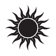 Black Tribal Sun Tattoo Sonnenrad Symbol - Spiral Sun Wheel Ancient Esoteric Logo Vector Design

