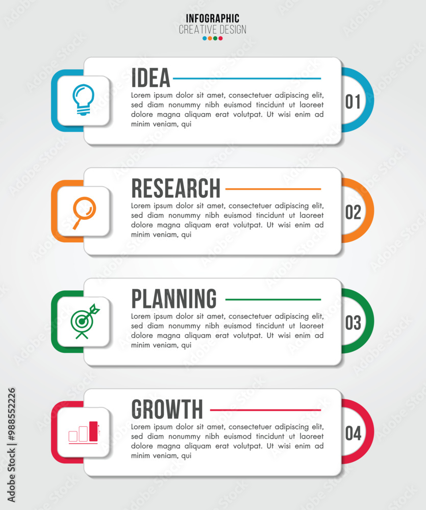 Poster business infographics 4 steps options design template.data and information visualization.dynamic col