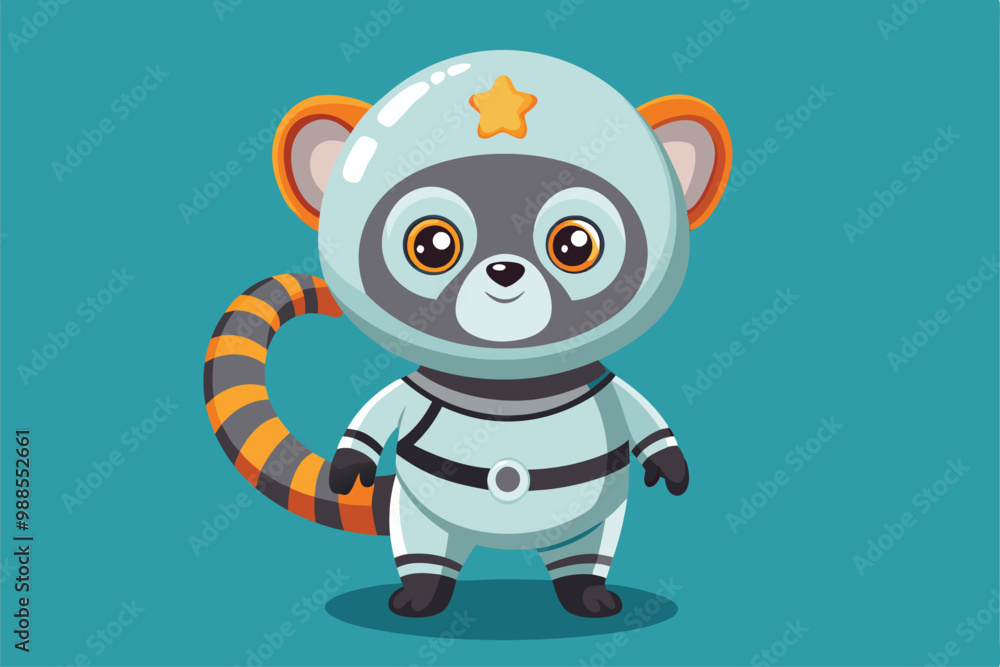 Aufkleber a cheerful astronaut lemur is exploring the universe in a colorful spacesuit with a playful demeanor