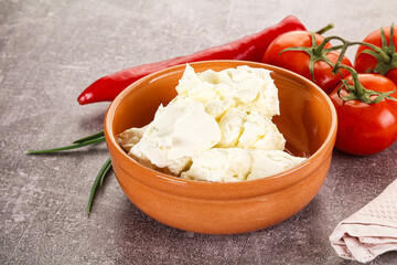 Soft Philadephia cheese in the bowl