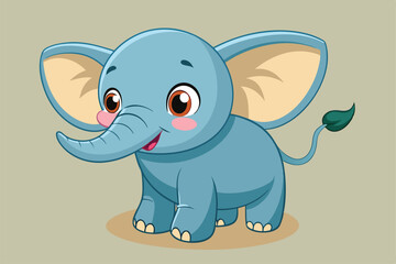 Obraz premium A cute baby elephant displays joy with a bright smile and big ears in a cheerful cartoon setting, a cartoon character Cute baby Elephant