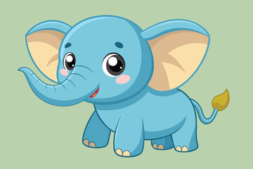 Obraz premium A cheerful baby elephant with big ears and a playful expression enjoys its joyful surroundings, a cartoon character Cute baby Elephant