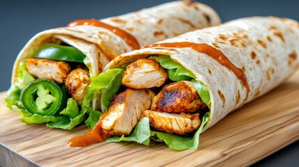 Grilled Chicken Wrap with Fresh Vegetables and Sauce