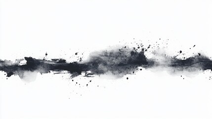 Abstract black watercolor texture white isolated background.