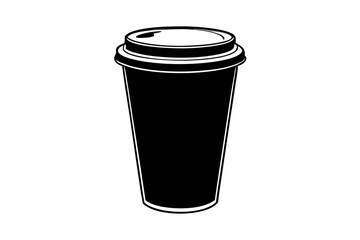 paper coffee cup with lid silhouette vector illustration