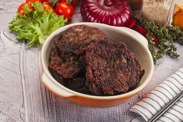 Liver pancakes in the bowl